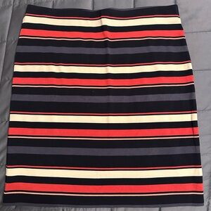 Loft stretch blue/pink/cream striped pull on skirt, size large